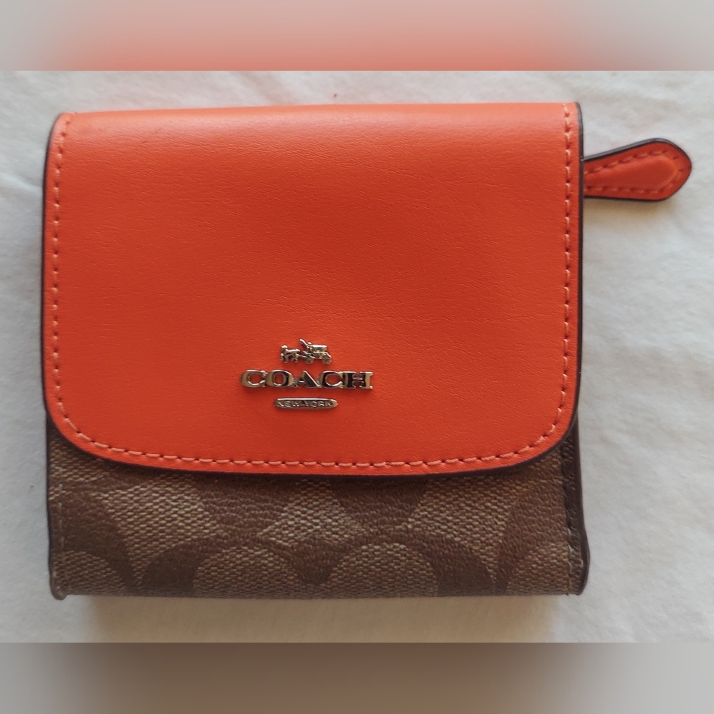 Rehab/project Coach Monogram Compact Wallet-Needs Interior Work. Brown & Orange